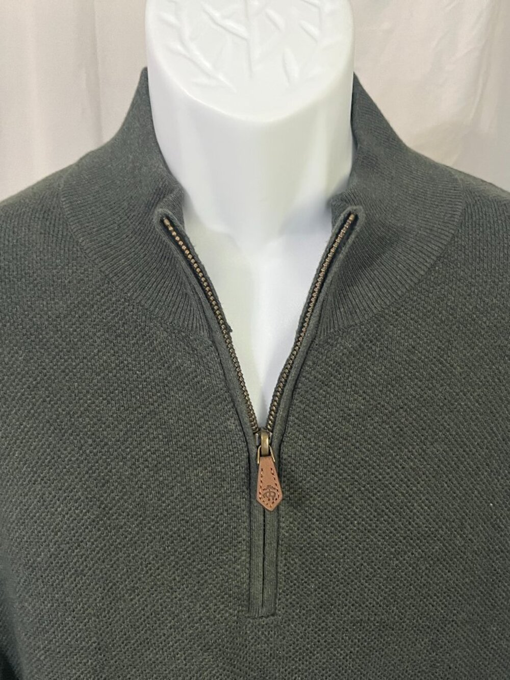 🟢 Brooks Brothers Men's Hunter Green 1/4 Zip Cashmere Blend Sweater L 🧶